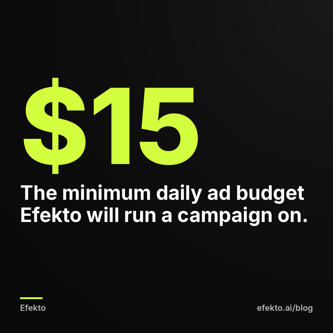$15 - The minimum daily ad budget Efekto will run a campaign on.