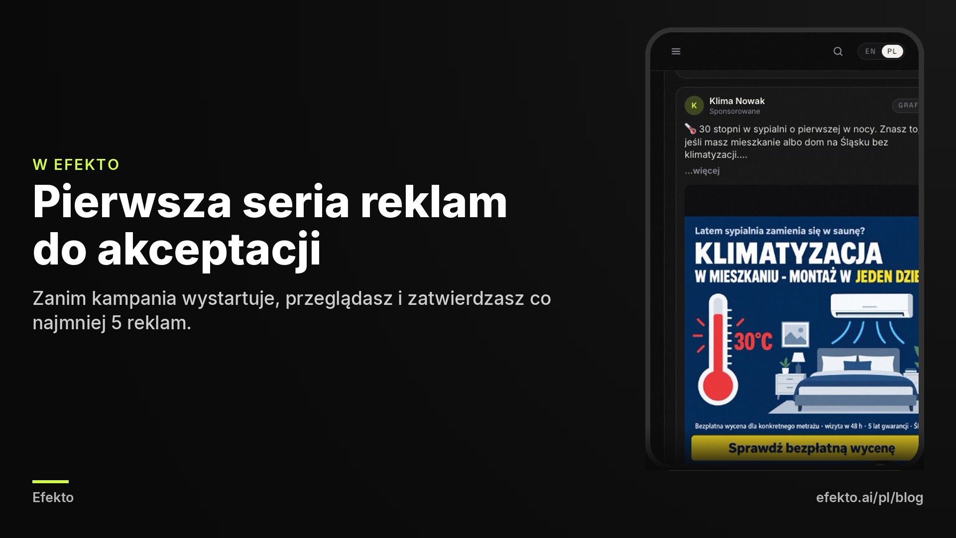 Zrzut ekranu: Reklamy do akceptacji w Efekto